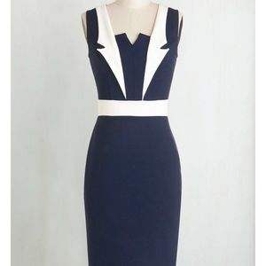 Navy blue and white dress